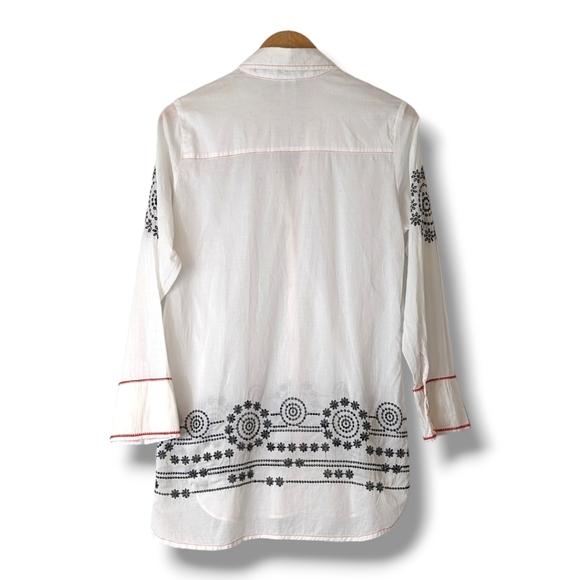 Tommy Bahama Retro Boho Cowgirl 100% Cotton Button Up Embroidered Beach Coverup - Picture 7 of 9